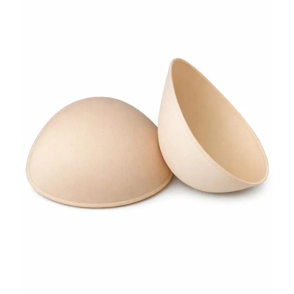 A pair of foam breast forms