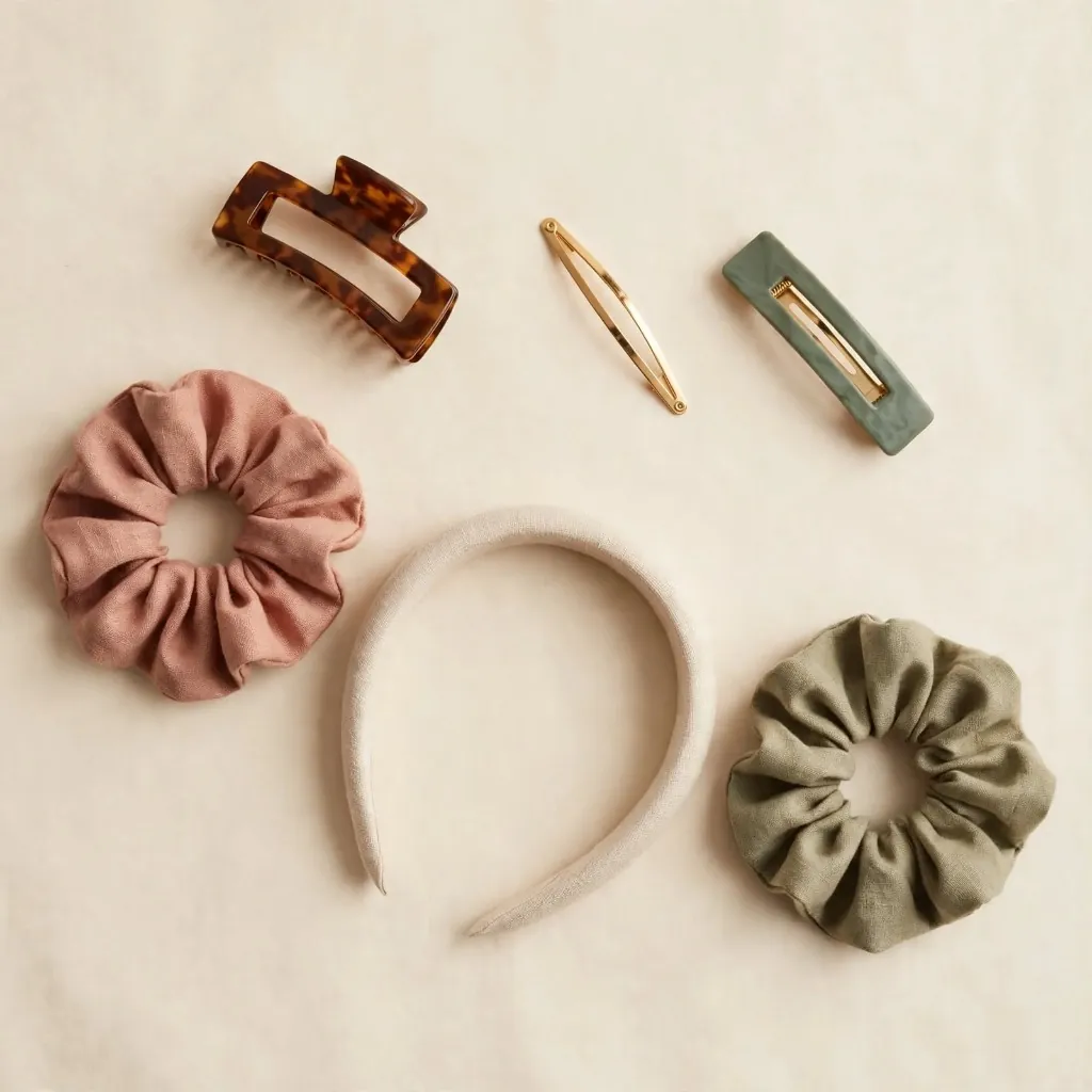 Scrunchies, hair clips and a headband