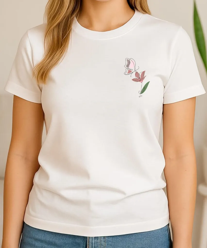 A fitted white women's t-shirt