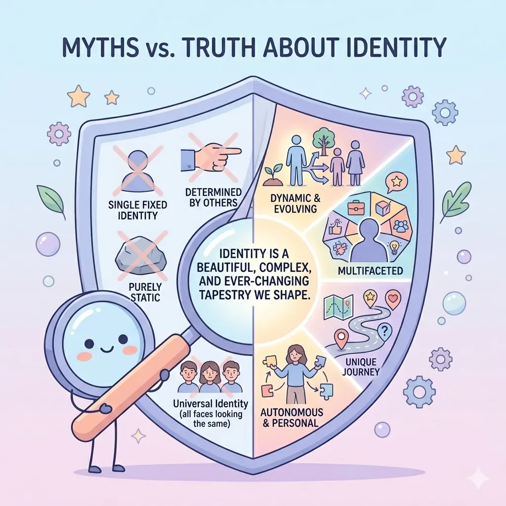 A 2D illustration debunking common myths about crossdressing