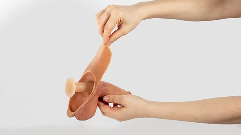 A firm silicone prosthetic device with a flexible inner rod for structure