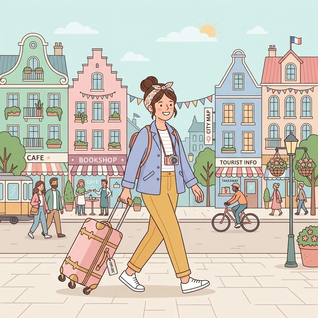 A person traveling with a suitcase in an inclusive city