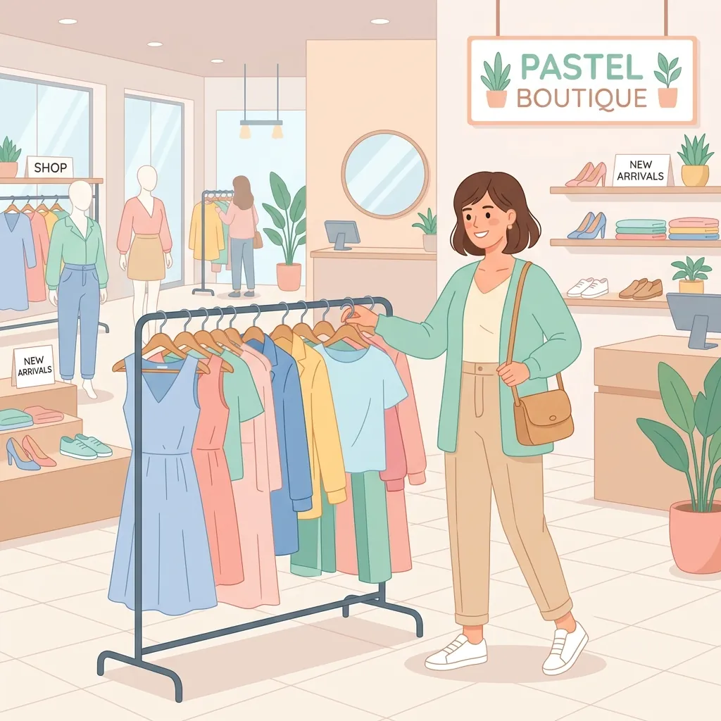 A confident individual browsing a clothing rack in a department store