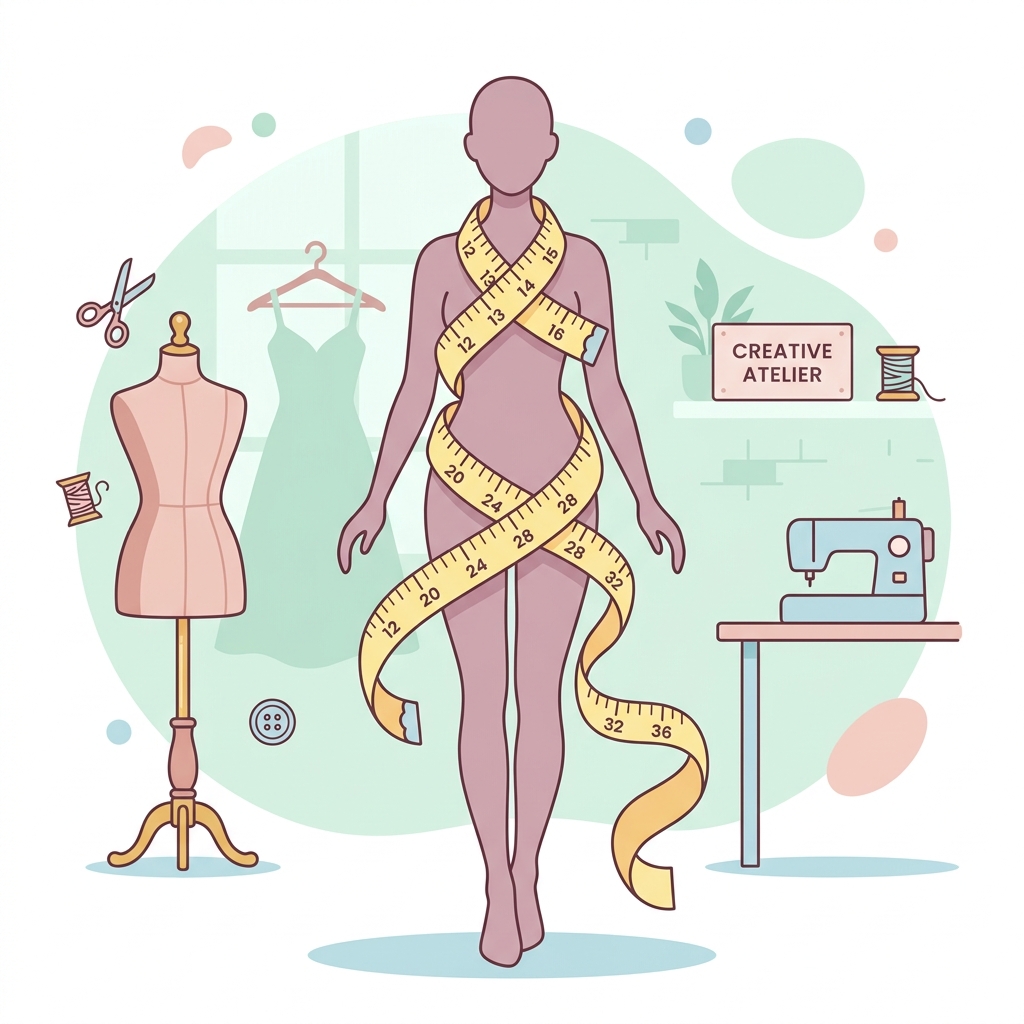 A tailor's tape measure draped elegantly around a silhouette