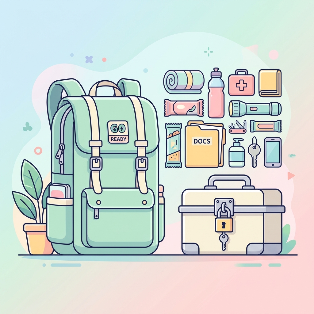 A discreet 'go-bag' backpack and a locked storage box