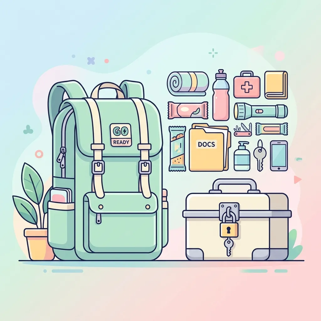 A discreet 'go-bag' backpack and a locked storage box