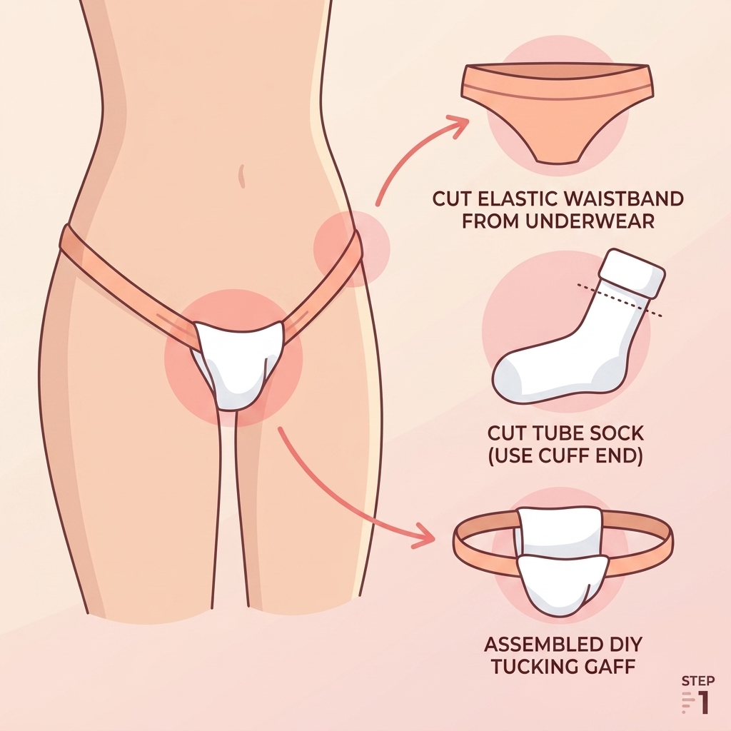 How to make a DIY gaff from a sock and elastic waistband