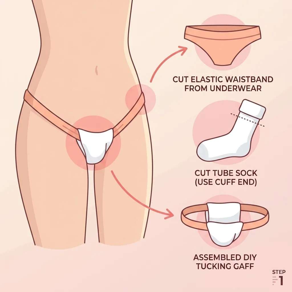 How to make a DIY gaff from a sock and elastic waistband