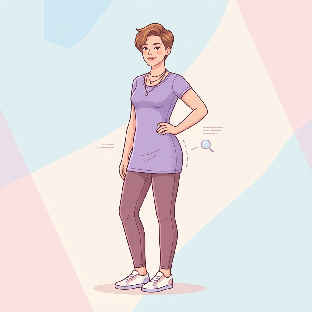 Stylized illustration of tight clothing where tucking is helpful