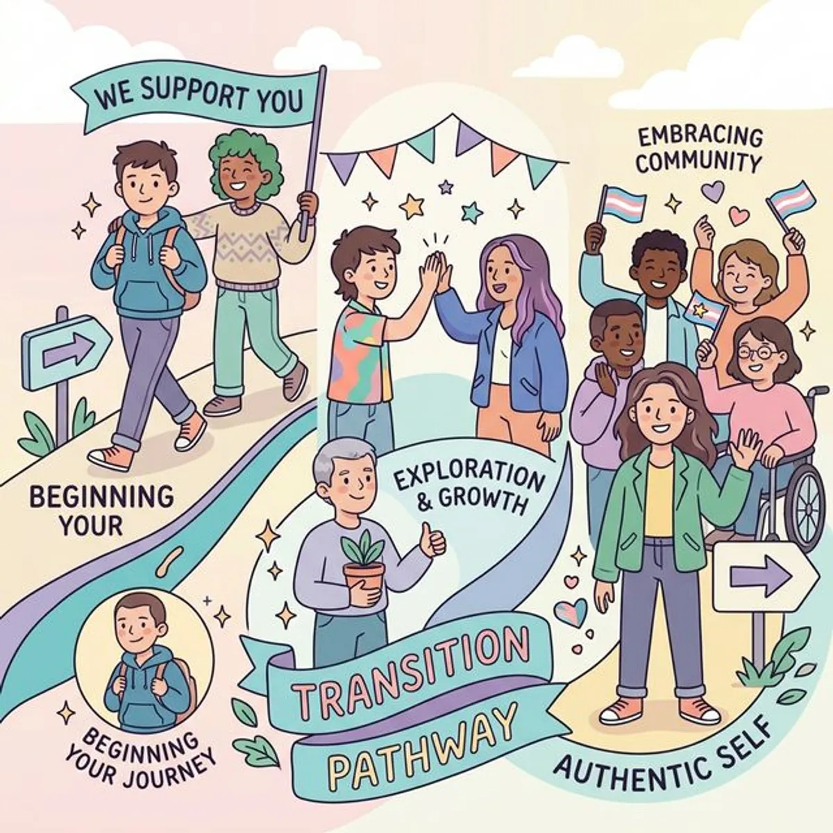 Transgender transition guide illustration