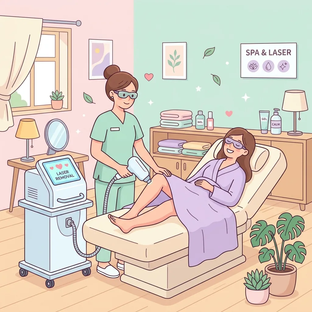 A serene spa setting featuring a laser hair removal tool