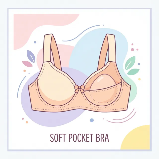 A 2D flat vector illustration of a pocket bra