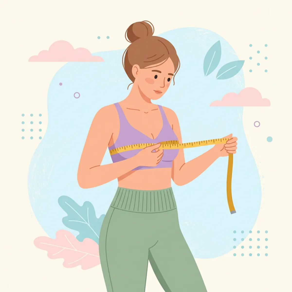 Measuring tape over a pastel knitted sweater