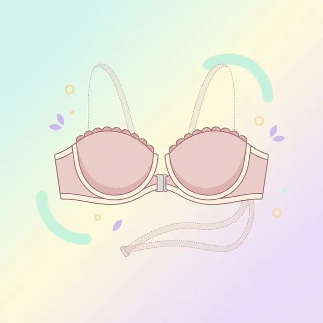 A 2D flat vector illustration of a strapless bra