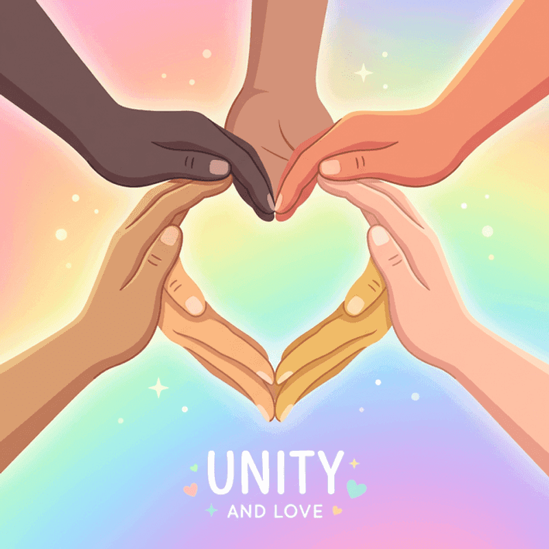 Diverse hands forming a heart shape