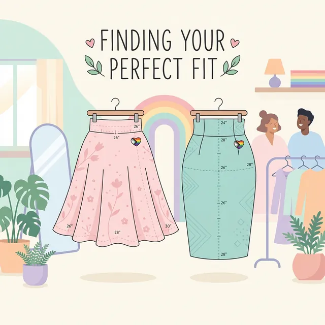 Stylized skirts and tape measure